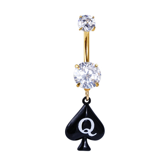 Queen of Spades Belly Ring